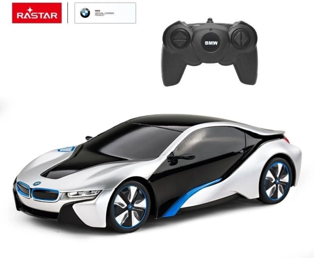 Coche RC Rastar BMW i8 a control remoto 1:24 blanco