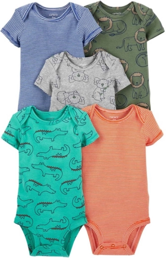 Bodies de algodón Carter's de manga corta safari para niño, 5 uds., talla 56