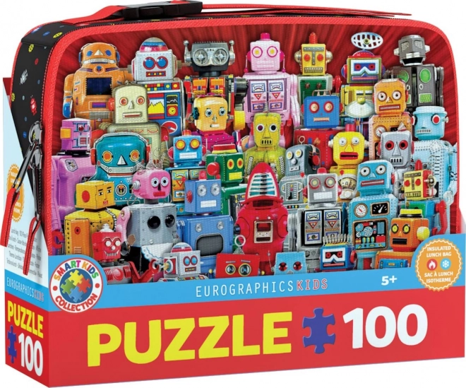 Puzzle en caja térmica para merienda Robots 100 piezas