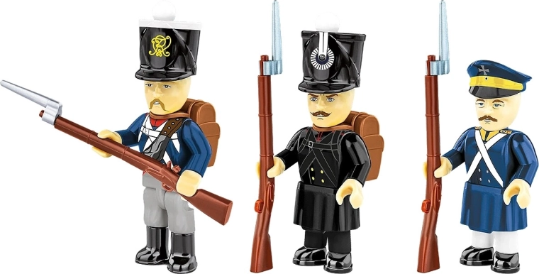 Tres minifiguras auténticas de la infantería prusiana