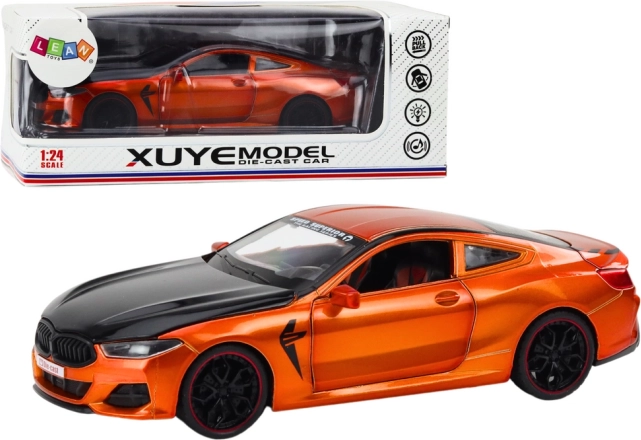 Modelo deportivo metálico con tracción por fricción y elementos abatibles 1:24 naranja