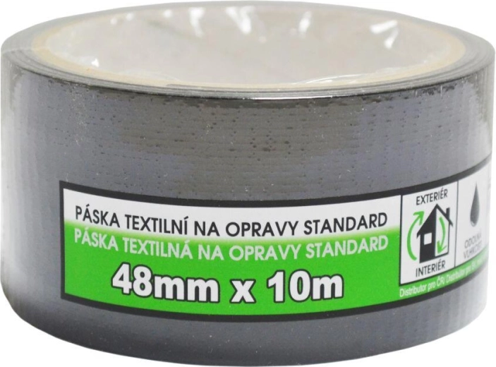 Cinta textil de reparación 48 mm × 10 m negra