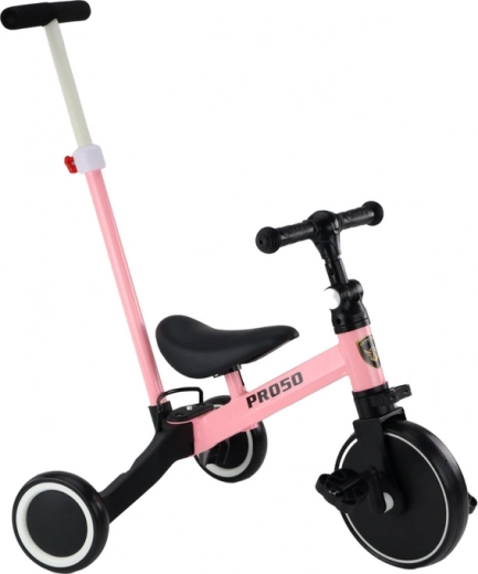 Triciclo con manillar de empuje rosa