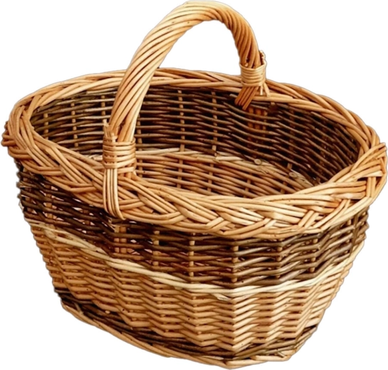 Cesta infantil ovalada de mimbre para setas 30 × 20 × 25 cm, barnizada