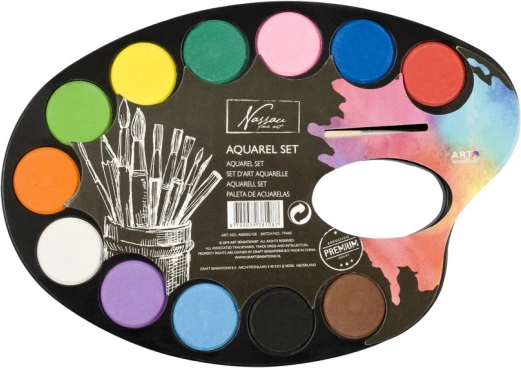 Paleta de pintura con acuarelas