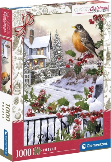 Puzzle CLEMENTONI Colección Navideña Pajarito con Acebo 1000 Piezas
