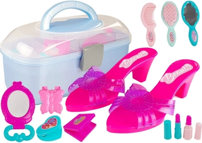 Maletín con accesorios de belleza para pequeñas princesas: sandalias, rulos y cuentas
