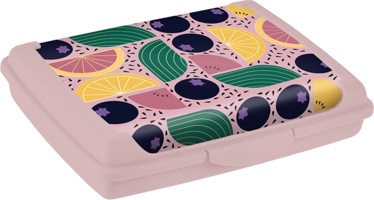 Caja de almuerzo con clip 17 × 13 × 3,5 cm (mix de colores y motivos)
