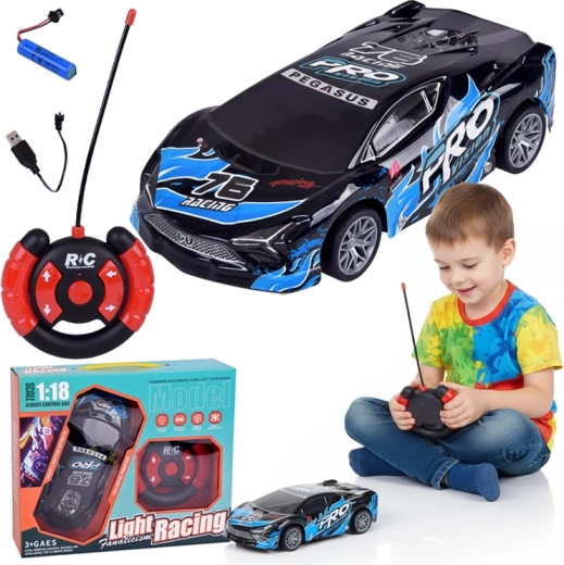 Coche deportivo RC 1:18 con carrocería iluminada – No