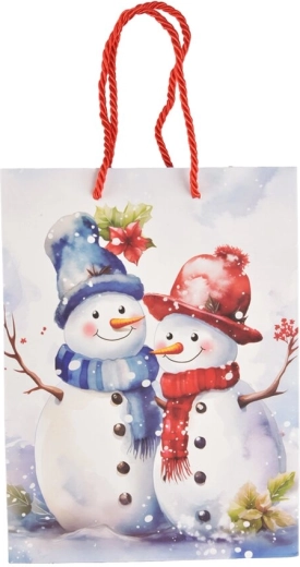 Bolsa de papel de regalo con motivo invernal de muñeco de nieve 18 × 10 × 23 cm
