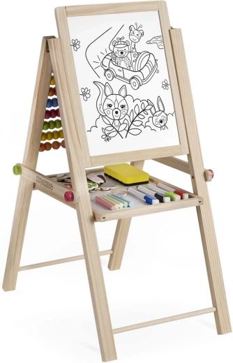 Doble superficie de dibujo: tiza y rotulador magnético