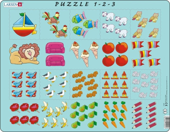 Puzzle educativo Larsen de conteo con imágenes para niños, 10 piezas