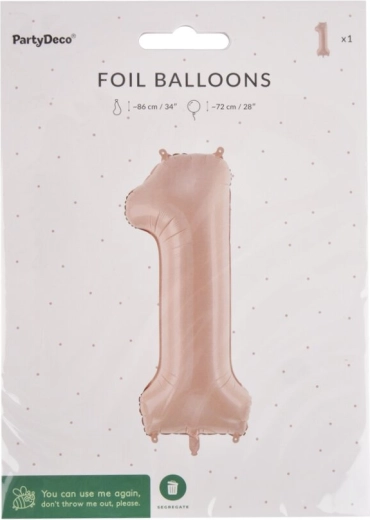 Globo de foil número 1 beige 72 cm