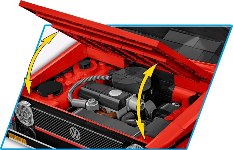 Motor elaborado bajo el capó abatible