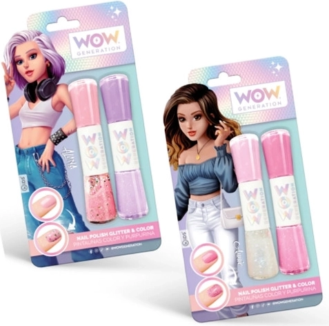 Esmalte de uñas doble WOW Generation – colorido y con purpurina