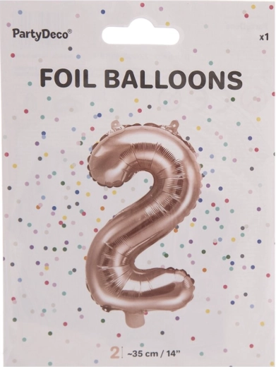 Globo de foil número 2 rosa perlado 35 cm