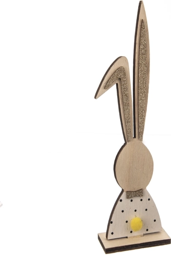 Decoración de madera conejo blanco-marrón 26 cm