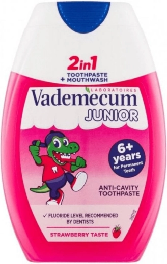 Vademecum Junior 2v1 pasta dental infantil sabor fresa y enjuague bucal 75 ml