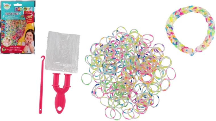 Kit creativo para trenzar gomas elásticas 200 uds.
