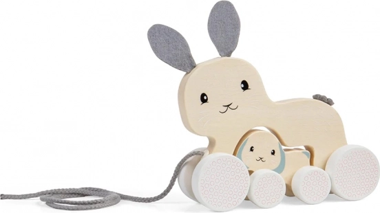Conejito de arrastre de madera con cría BIGJIGS TOYS
