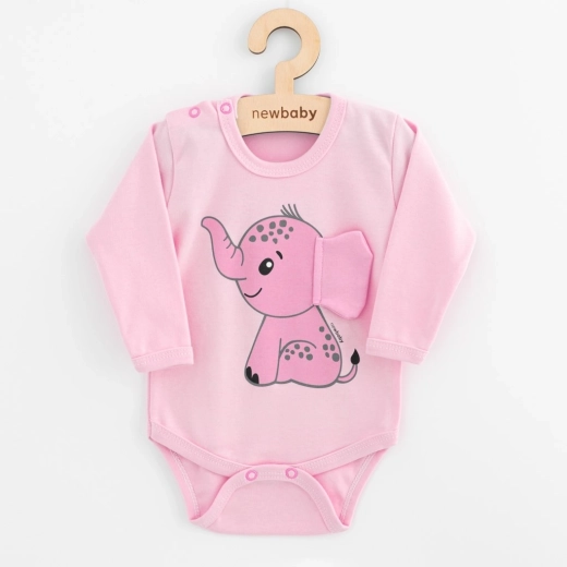 Body de bebé de manga larga New Baby Happy Elephant rosa 80