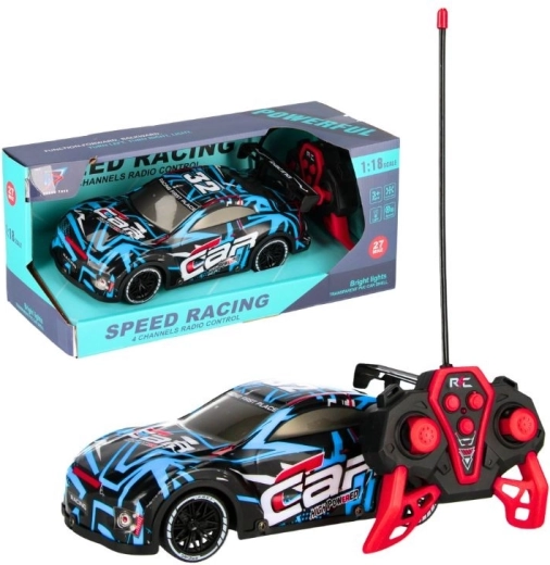 Coche de carreras teledirigido a escala 1:18 con efectos de luz