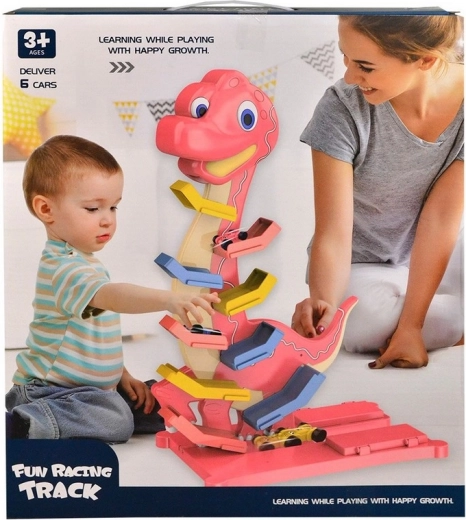 Pista de coches de varios niveles Dinosaurio con cochecitos