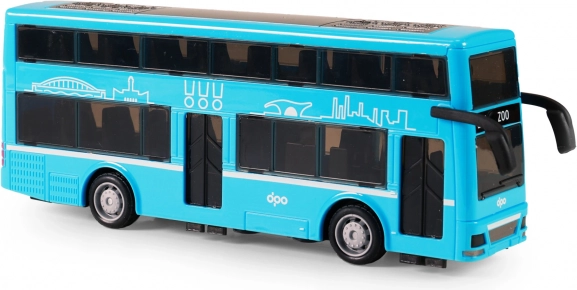 Autobús de juguete de dos pisos azul 20 cm
