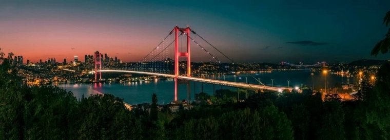 Puzzle panorámico Estambul nocturno de 1000 piezas