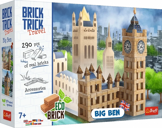 Kit de construcción con ladrillos reales TREFL Brick Trick Travel – Big Ben, 290 piezas