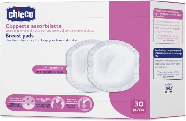 Discos mamarios antibacterianos Chicco 30 uds