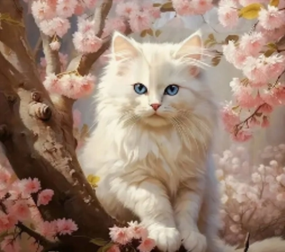 Norimpex pintura con diamantes Gato blanco en un árbol 30 × 40 cm