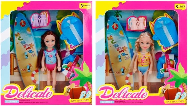 Mini muñeca con accesorios de playa