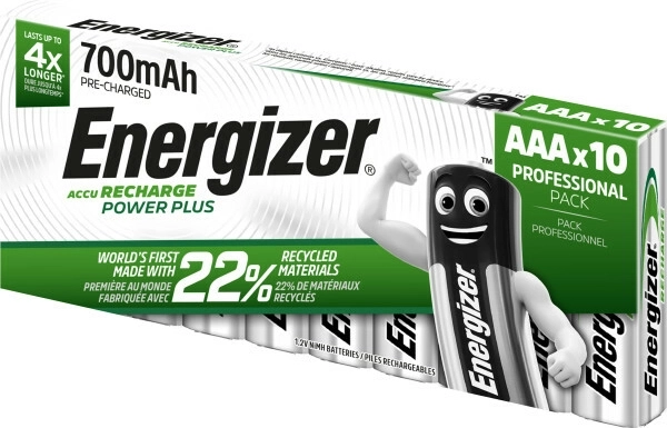 Baterías recargables Energizer Power Plus AAA 700 mAh, paquete de 10 uds.