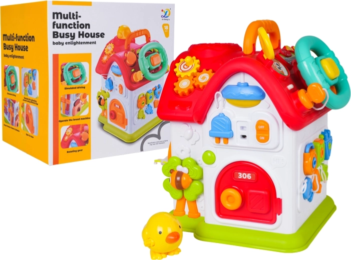 Casita interactiva multifuncional para los más pequeños con techo rojo - 1 pieza