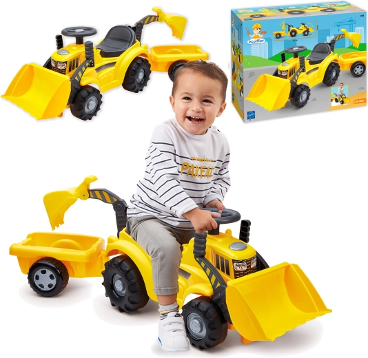 Tractor de pedales Ecoiffier con remolque, cargadora y excavadora