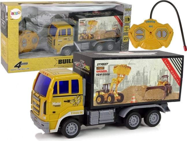 Camión de construcción amarillo teledirigido 1:24