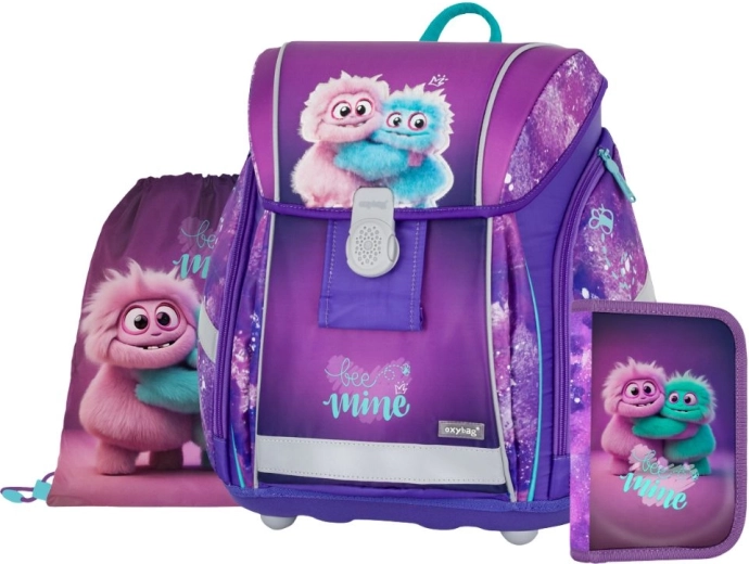 OXYBAG set escolar de 3 piezas Premium Light Monster: mochila, bolsa y estuche