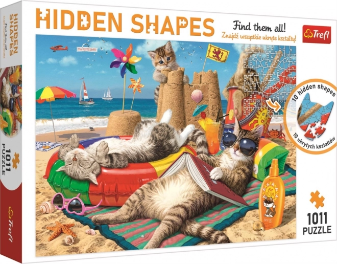 Puzzle Hidden Shapes vacaciones gatunas