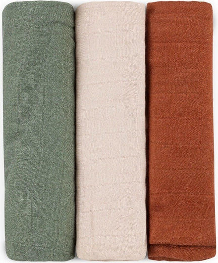 Petite&Mars set de pañales de muselina de bambú Moussy Earth tones 68 × 68 cm (3 uds)