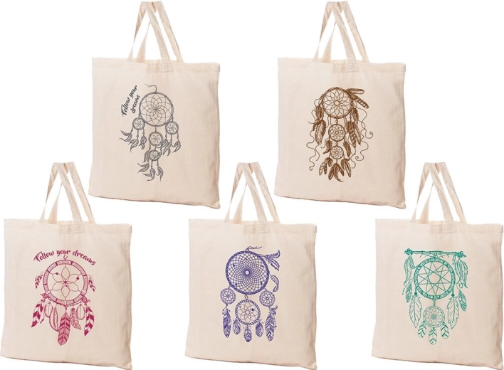 Bolsa de compra de algodón Atrapasueños 42 × 42 cm, crema