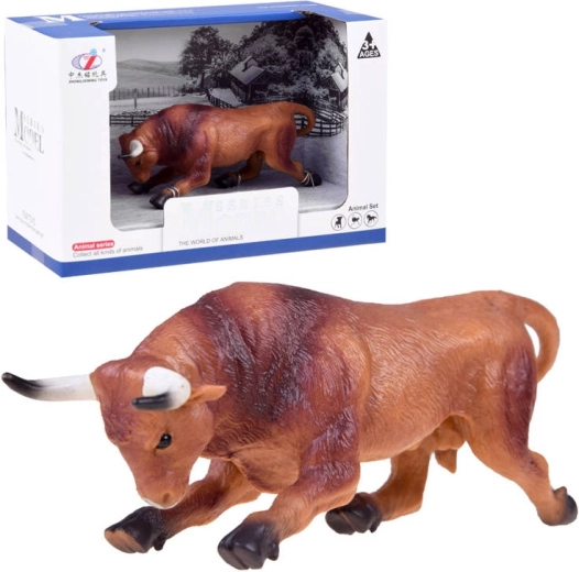 Figura de toro marrón preparado para atacar