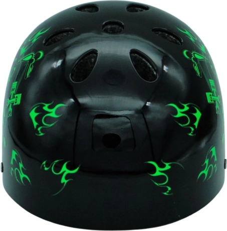 Casco para bicicleta y skate con calavera negro-verde M (55–58 cm)