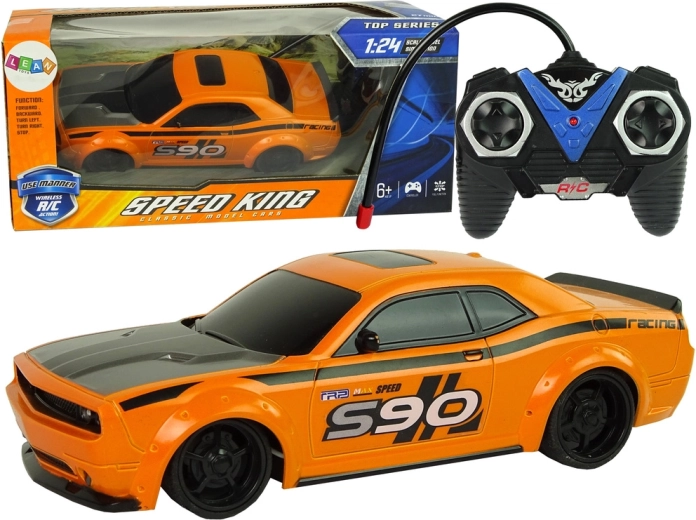 Coche deportivo RC 1:24, naranja, control remoto 27 MHz