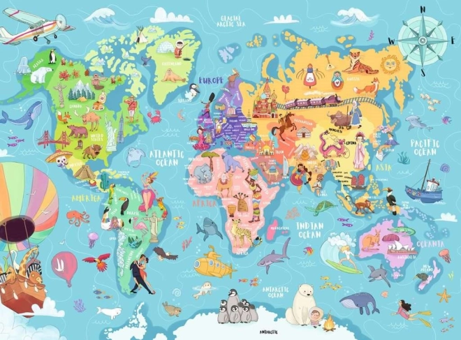 Puzle Mapa del mundo XXL 100 piezas