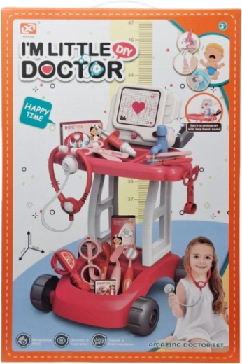 Carrito médico infantil con accesorios, luz y sonido