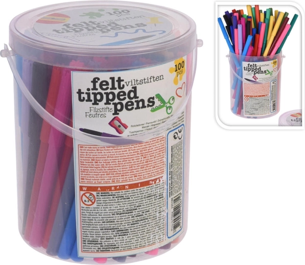 Set de rotuladores de 20 colores en caja de plástico, 100 uds