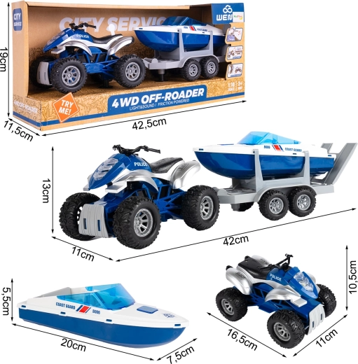 Set policial – quad y lancha motora 1:16