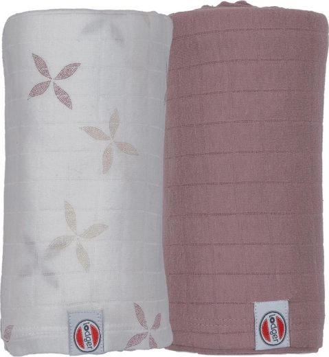 Lodger swaddler Solid matcha powder/rose 110 × 110 cm, set de 2 piezas