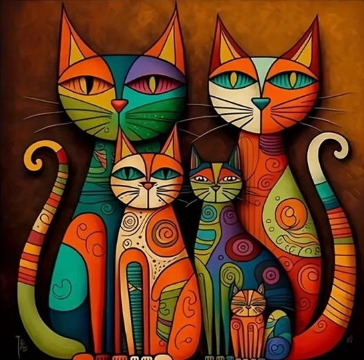 Pintura con diamantes: gatos en arte moderno 30 × 40 cm